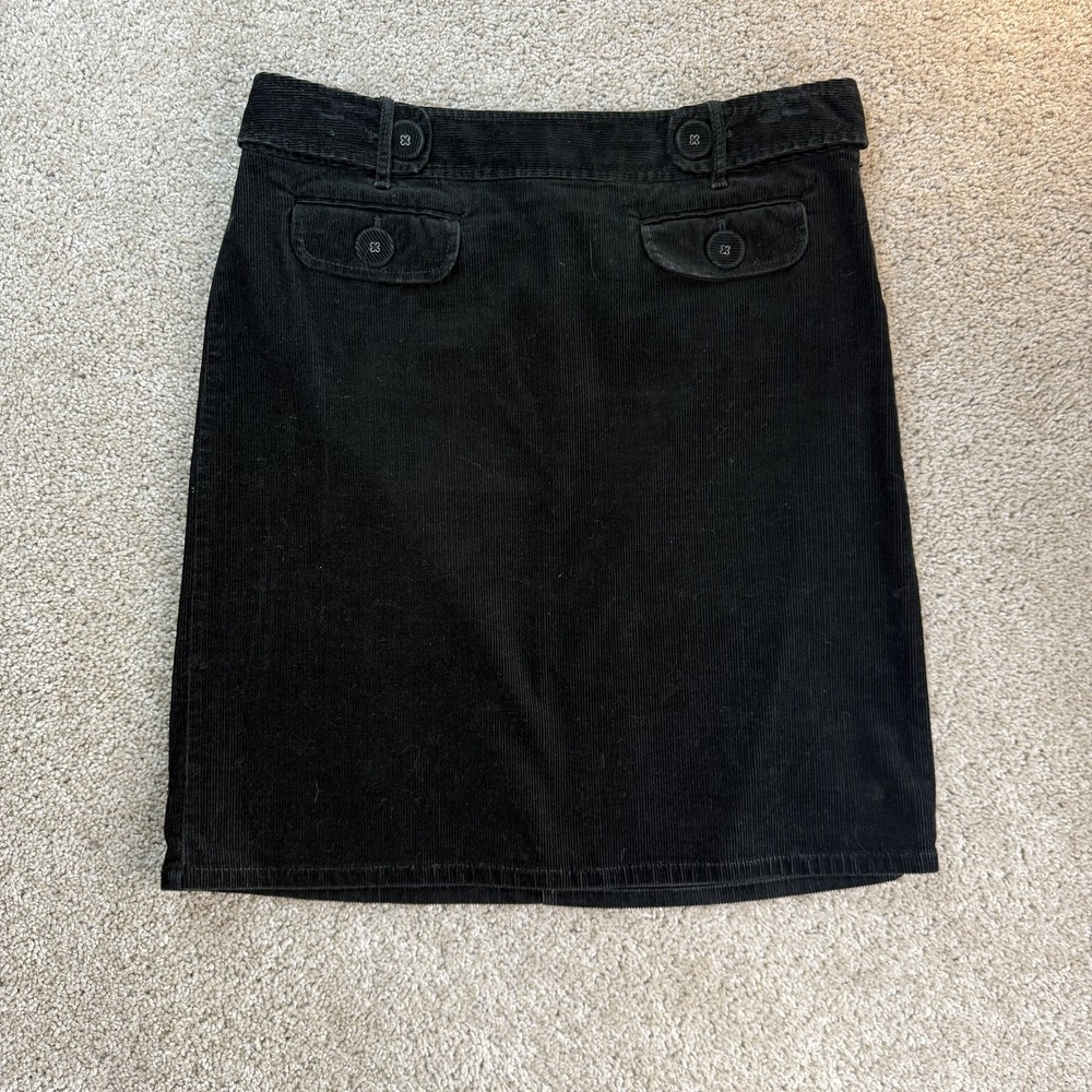 Ann Taylor Skirt Womens 8 Black Solid Corduroy Knee Length Pencil Workwear Fall